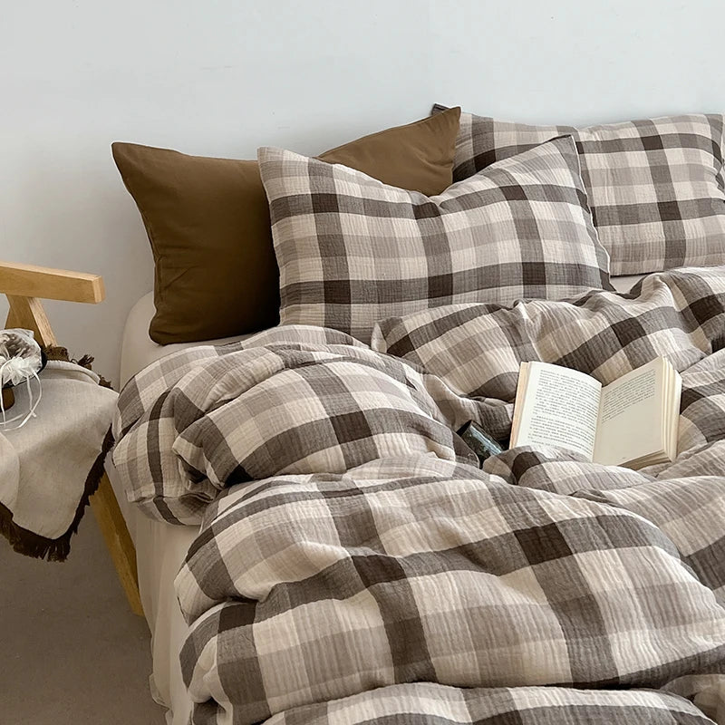 Washed Super Soft Duvet Cover Set with Bed Sheet Skin-friendly Bedding Set Hygroscopic Breathable Quilt Cover