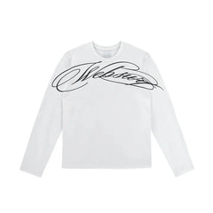 Y2K American Black Letter Pattern Printed Long-Sleeved Casual