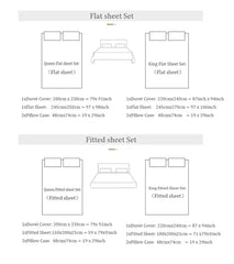 Double-layered Ruffles Lace Bow Princess Bedding Set Cotton Linen Blend Duvet Cover Set Flat/Fitted Bed Sheet Pillowcases 4Pcs