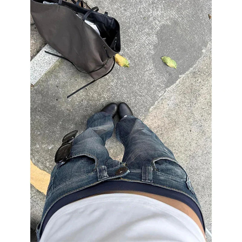 Vintage Blue Y2k Baggy Jeans streetwear Harajuku 2000s Denim Trousers American Retro Pants Trashy Clothes