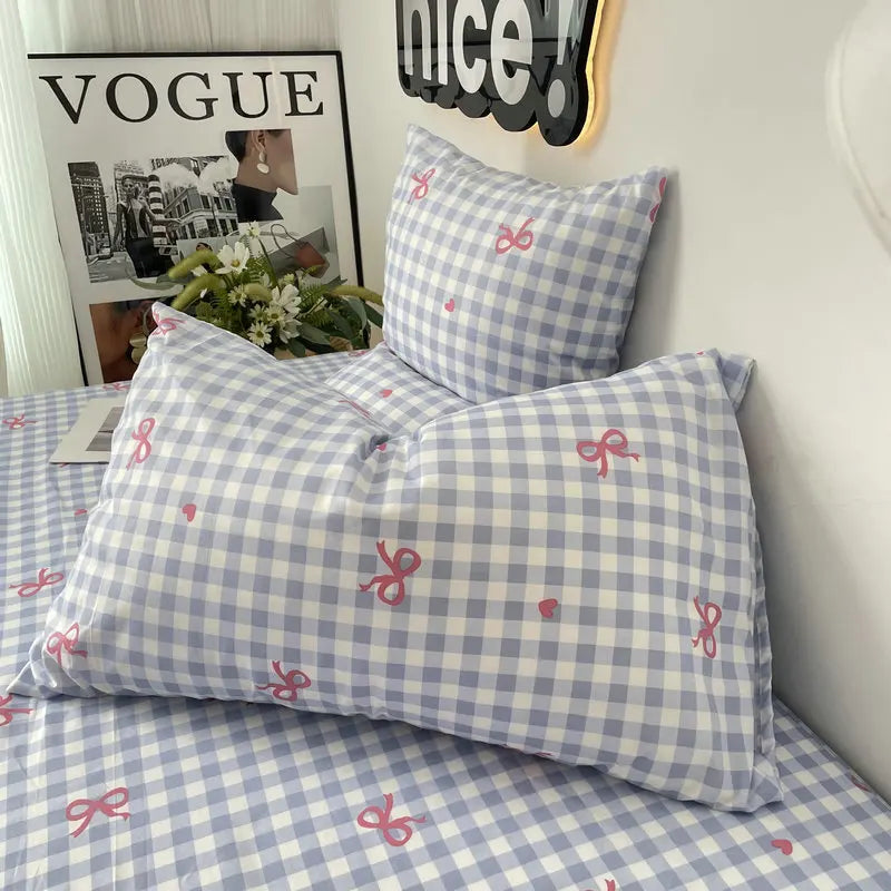 Plaid Bow Knot Pillowcase Korean Y2ks Blackpink Dakimakura Sleeping Pillows Cover Bedroom Decoration Girl Gifts