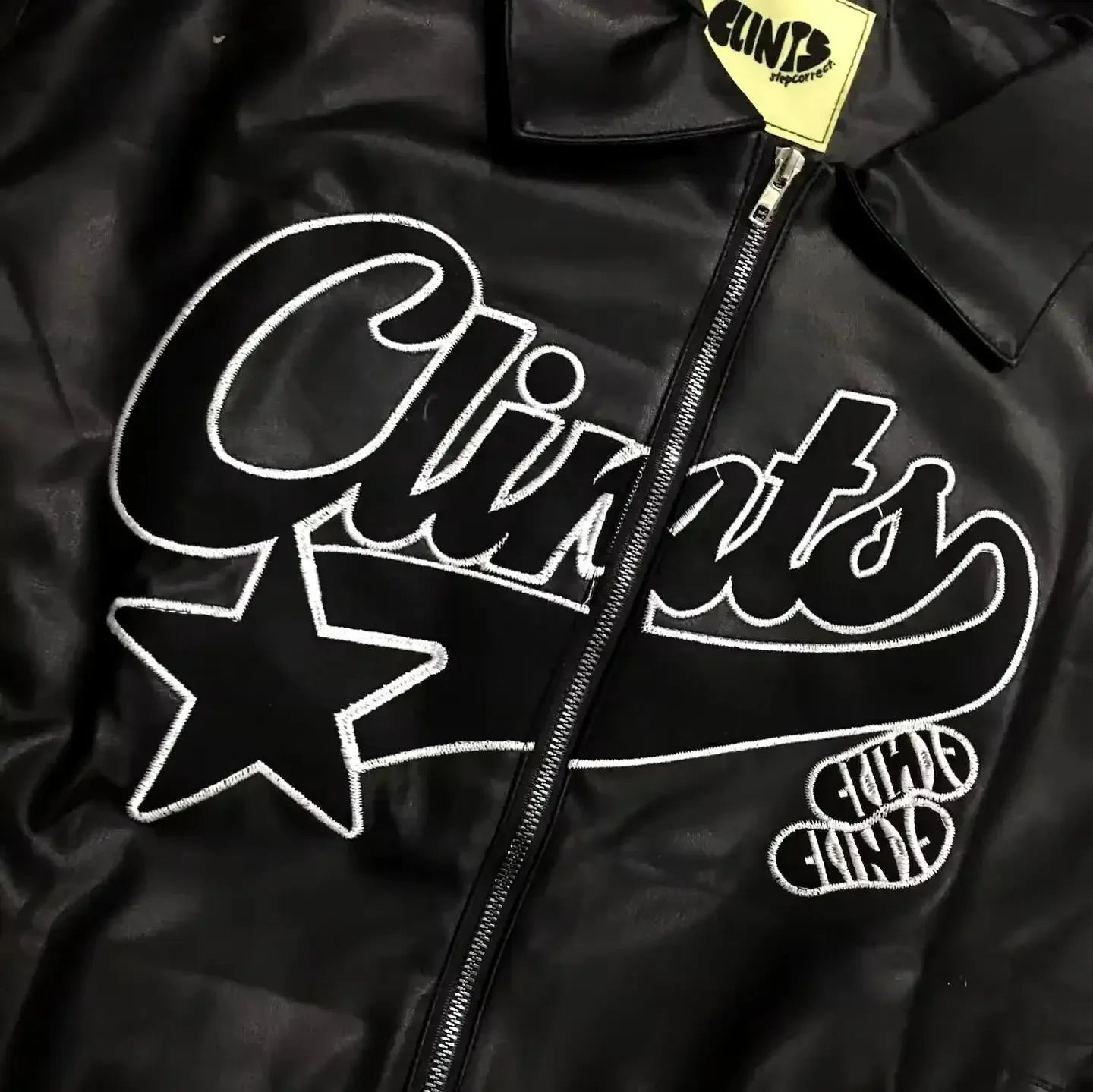Y2k Gothic Punk Leather Jacket Hip Hop Punk Pattern Embroidered Motorcycle Jacketable