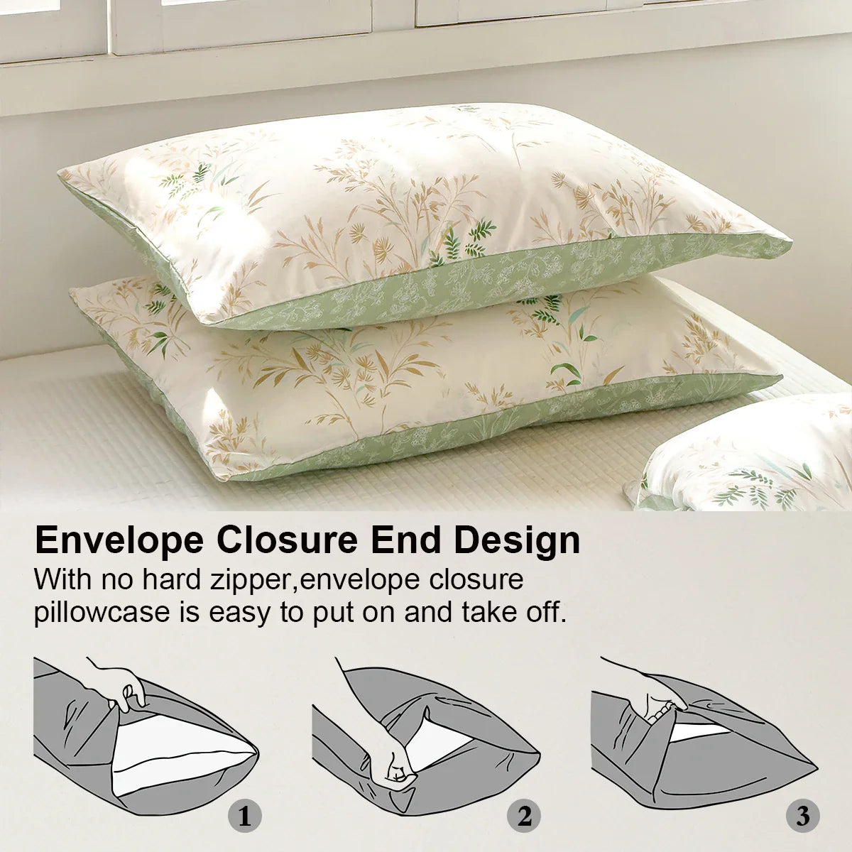 3pcs Elegant Floral Tea Art Print Duvet Cover Set