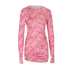 Dresses Pink Leopard Print Dress Streetwear Hollow Out Long Sleeves O-Neck Dresses Clothing