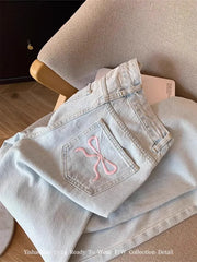 Casual Loose Fit Jeans Relaxed Trousers High Waist Wide Leg Light Wash Embroidered Plus Size Comfort Jeans jeans