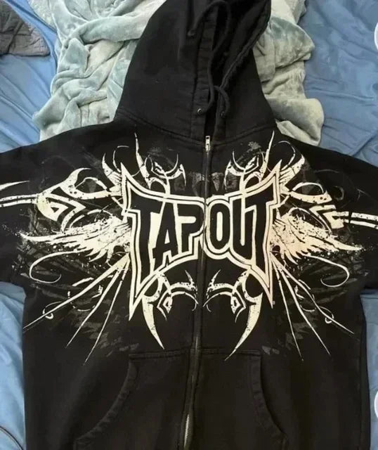 American Two-Sided Hoodie Sweatshirt Hip Hop Harajuku Sweatshirts Zipper Hoodie Oversized Streetwear Jacket Y2k Clothes