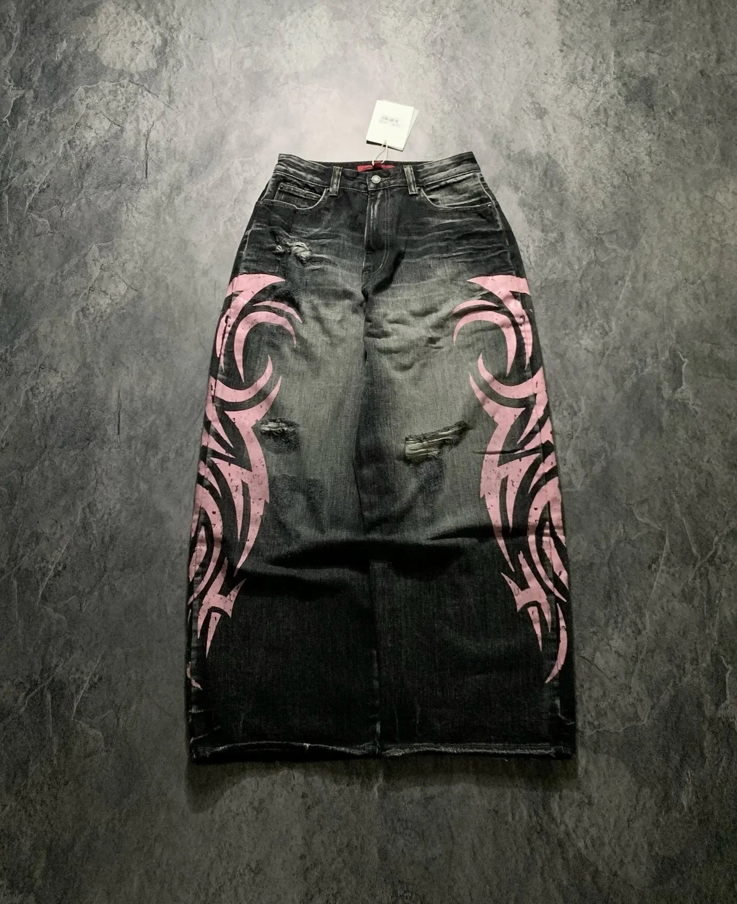 American Graffiti Punk Hip-Hop Printed Gothic Jeans