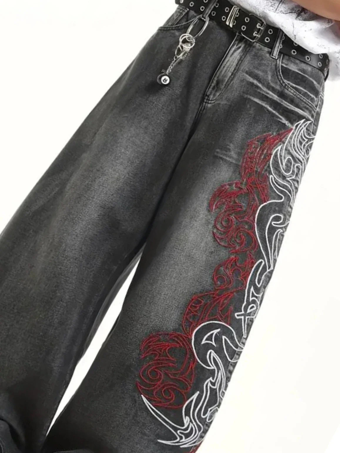 Y2K High Street Dark Gothic Unisex Jeans American Harajuku Baggy Straight Pants Hip Hop Rock Trend Wide Pants