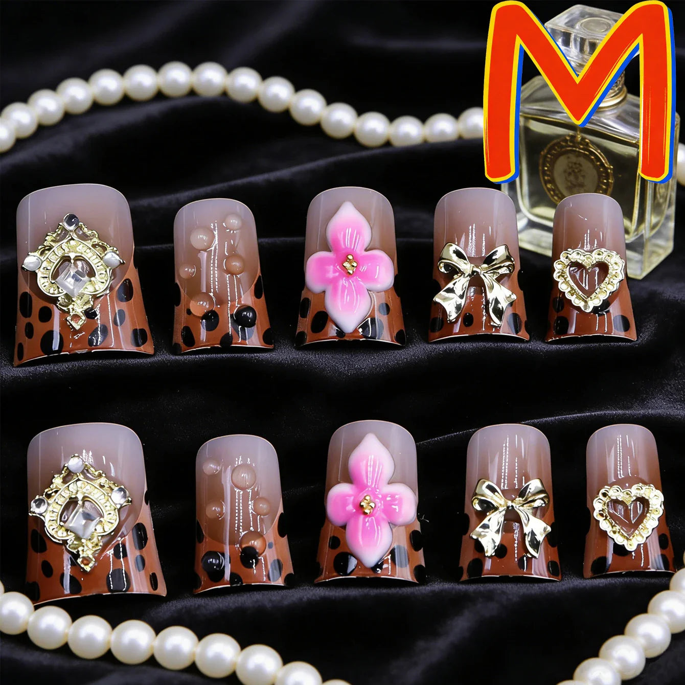 10PCS Diamond French Pointed Nail Short Square Nail Nude Fake Nail With Gold Glitter Diamond Nail Leopard Print Fake Nail
