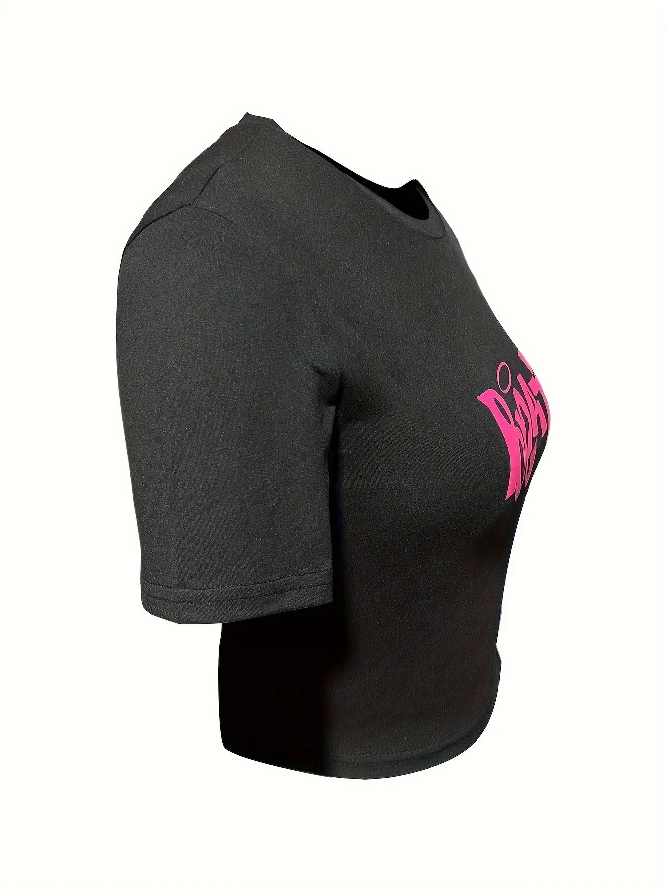 cut T-shirt Y2k pink Bratz letter printed T-shirt O-neck tight short sleeved clothingable top