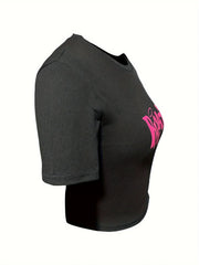 cut T-shirt Y2k pink Bratz letter printed T-shirt O-neck tight short sleeved clothingable top