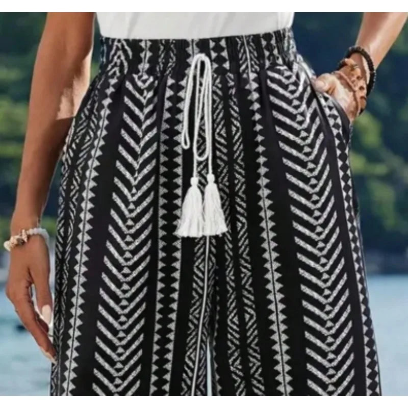 Plus Size 1XL-5XL Striped Printed Casual