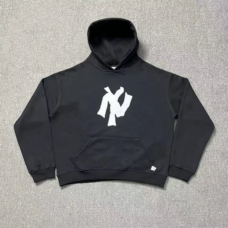 Y2K Harajuku Blue Letter Pattern Printed Hooded Sweatshirt