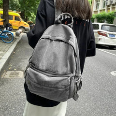 Gray Denim Backpack Leisure Travel Outing Shoulder Bag Schoolbags Suitable