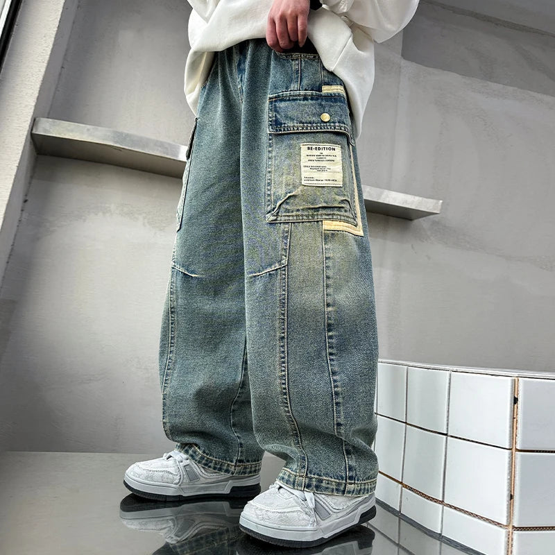 Design Children Relaxed Fit Straight Leg Cargo Jeans
