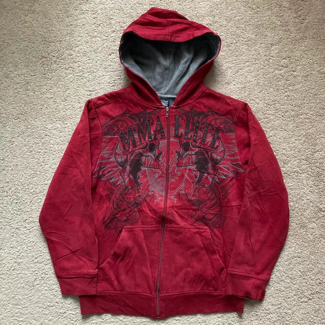 Vintage Hip Hop Letter Embroidery Zipper Hoodie Streetwear Sports Washed Loose Coat Y2K Punk Couple Hoodie Sweatshirt