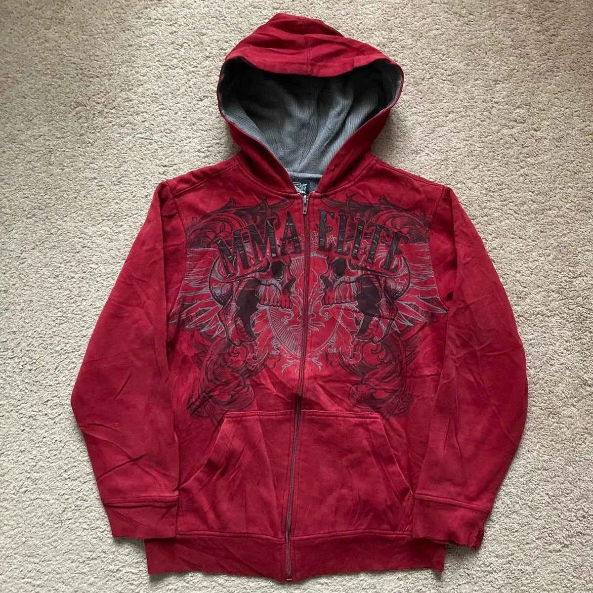 Vintage Hip Hop Letter Embroidery Zipper Hoodie Streetwear Sports Washed Loose Coat Y2K Punk Couple Hoodie Sweatshirt