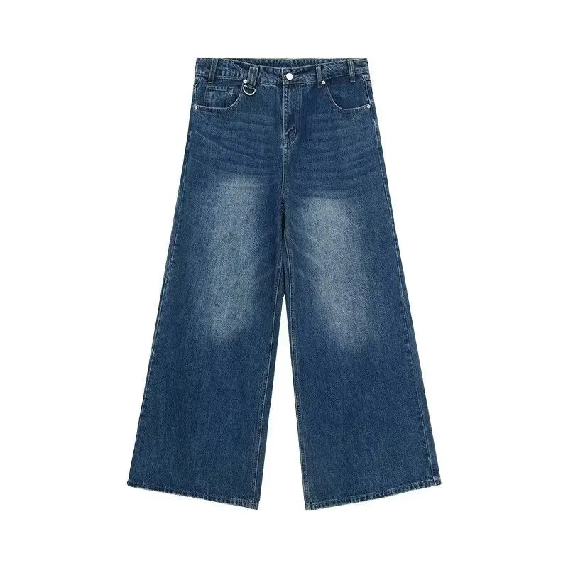 Baggy Straight Leg Wide Leg Jeans Male Vintage Wash Casual Denim Pants Youth Brand Streetwear Trousers