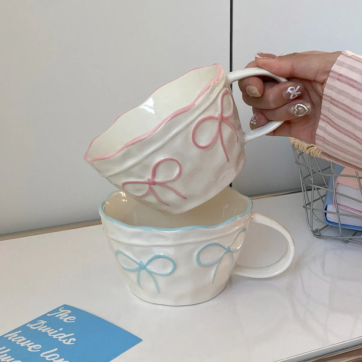 1Pc Bow Ceramic Mug, Exquisite