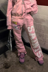 Y2k American Harajuku Retro Sweatpantss Hip Hop Rock Letter Embroidery Patch Trousers Casual High Waist Jogging Pants