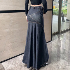 Maxi Skirt Casual Mermaid Streatwear High Waist Zipper Denim Skirts Y2k Streetwear Loose Long Mom Jeans Ankle Lenth