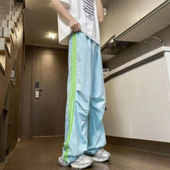Trendy Sporty High Street Punk Trousers Loose Fit Casual Pants Japanese Style Hip Hop