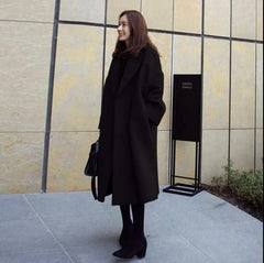 Arrival Thickened Korean Style Woolen Jacket Loose-fit Medium-length Clothing