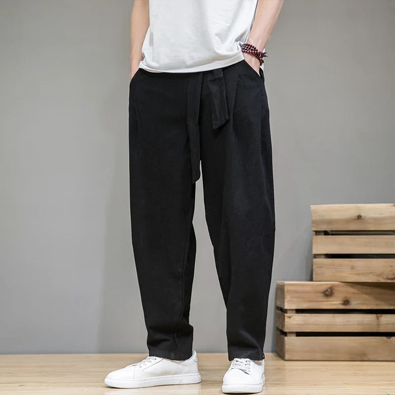 Cotton Linen Pants Elastic Waist Casual Harem Pant Loose Sweatpants Traditional Chinese Trousers pantalons homme