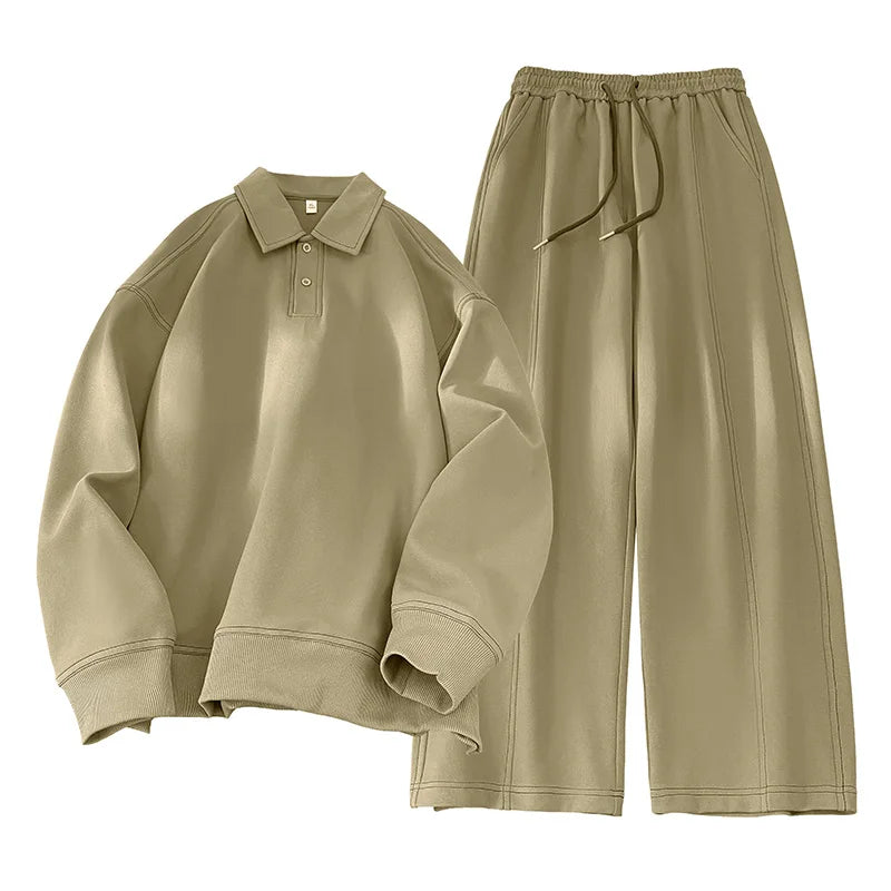 Two-piece set sportswears Casual Outdoor Set Square Neck Long Sleeve Loose TShirt Elastic Waist Comfort Pants