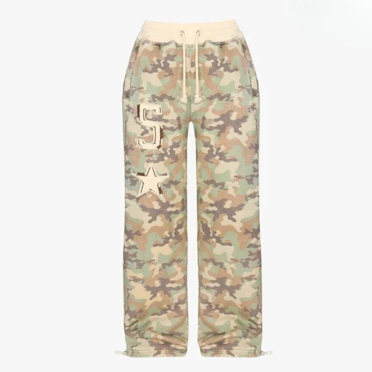 Trend Y2k Sportswear Two Piece Set Hip Hop Punk Camo Short Waist Slim Zipper Hoodie Casual High Waist Sports Pants
