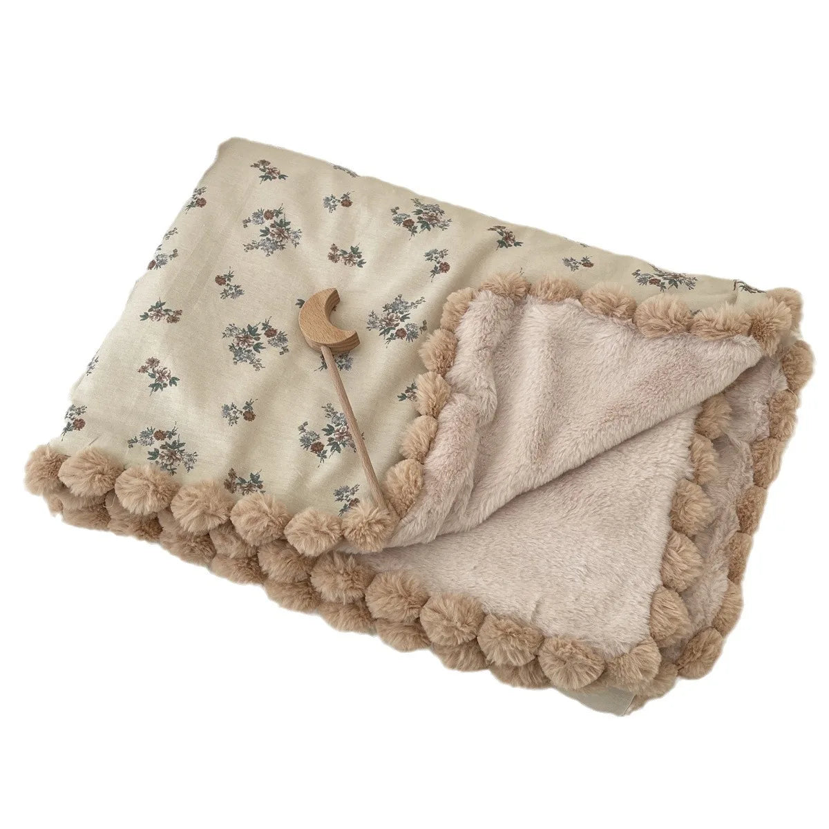 Warm Baby Blanket Pompom Blush Sprigs