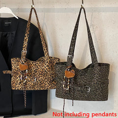 Casual Large-Capacity Leopard Print Bag Lightweight Versatile Shoulder Bag Relaxed Commuting Tote Bag