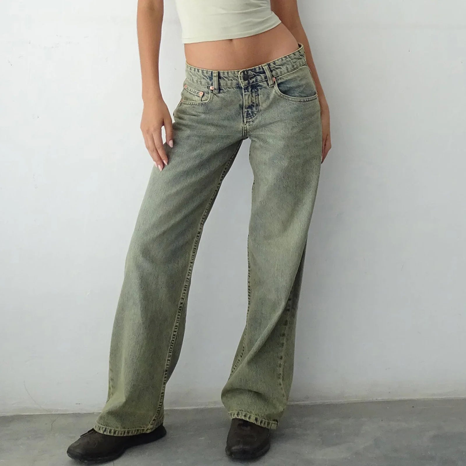 Wide Leg Jeans Casual High Waist Baggy Boyfriend Denim Pants Y2K Straight Streetwear Jeans Mom Jeans Trousers