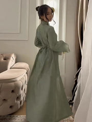 Elegant Top Skirt Sets Chinese Buckle Full Sleeve Long Coat A-line Maxi Skirts Set Lady Suits