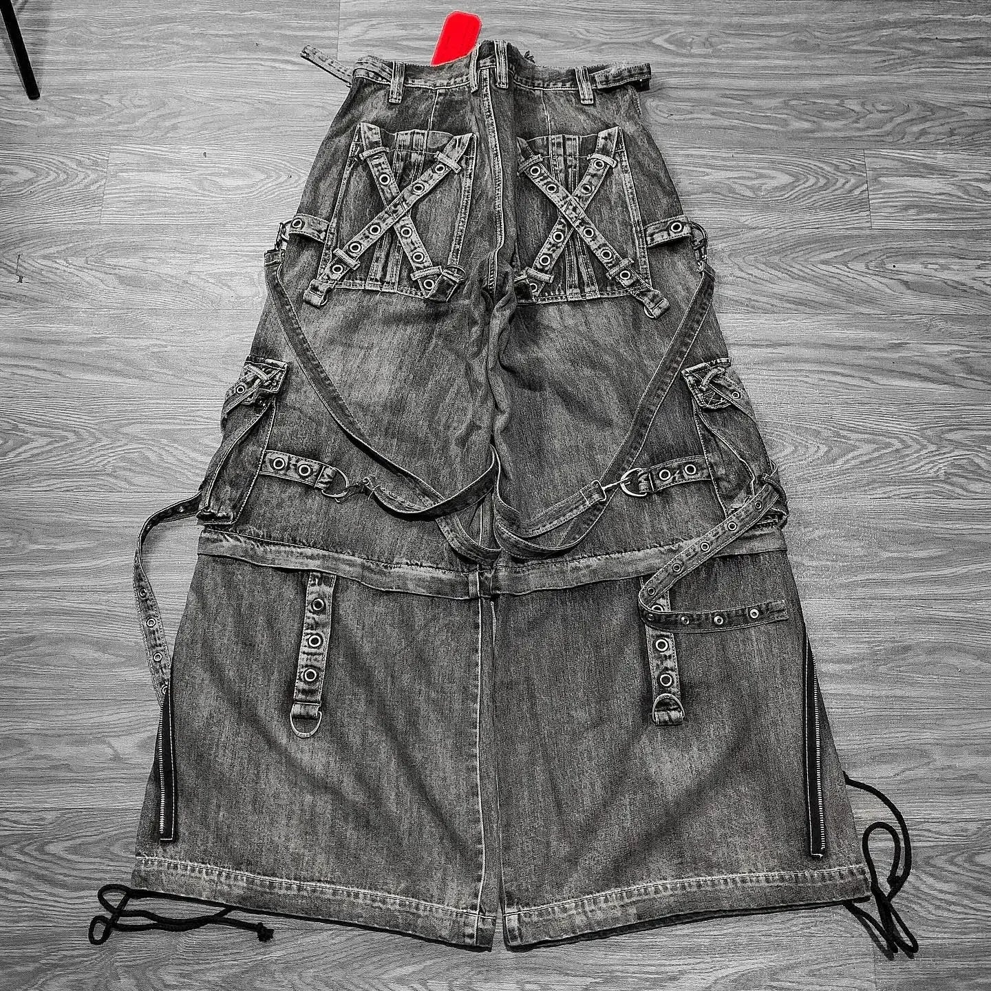 Y2k Streetwear Jeanss Harajuku Retro Multi Pocket Washed Worn Out Jeansable Hip Hop Oversized Wide Leg Pants