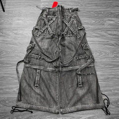 Y2k Streetwear Jeanss Harajuku Retro Multi Pocket Washed Worn Out Jeansable Hip Hop Oversized Wide Leg Pants