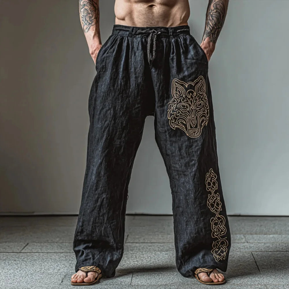 retro Viking Celtic art knot 3D printed casual pants drawstring straight leg pants beach pants