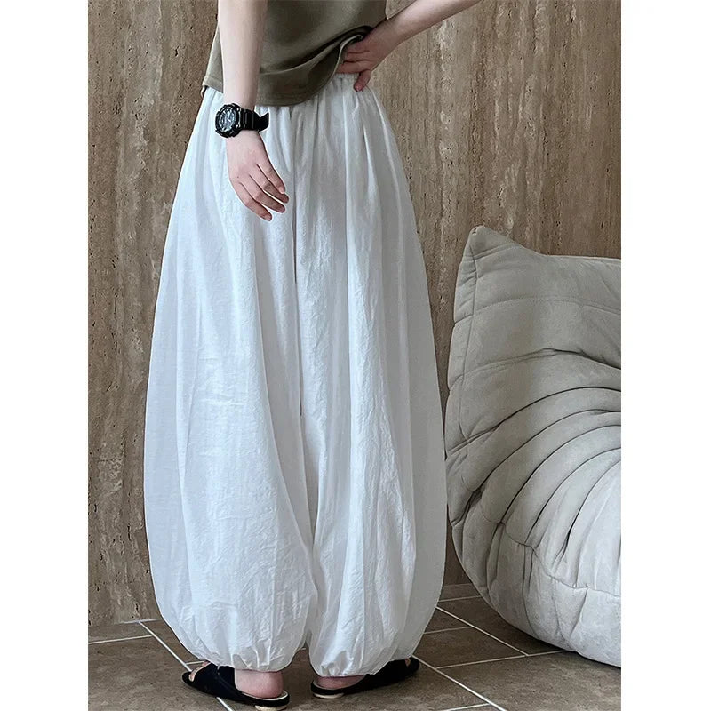 Oversized Bloomers Elegant Lantern Pants Casual Loose Breathable Cotton Wide Leg Pants
