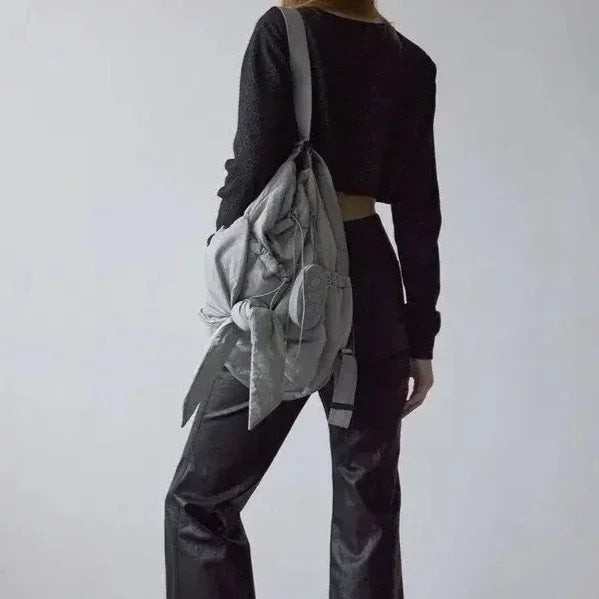 Bag Nylon High-Capacity Casual Backpack Bow Drawstring Shoulder Bag Handbag All-match