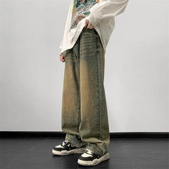 Jeans Wide Leg Jeans Male Loose Straight Denim Pants Harajuku Vintage Blue Jean Trouser Streetwear Clothes