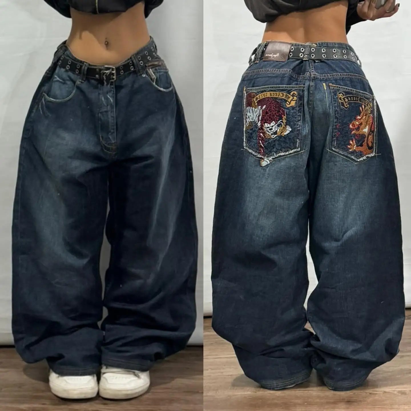 Trend Washing Heavy Industry Loose Jeans Street Y2K Hip-hop Oversized Wide-leg Pants Unisex Mopping Jeans