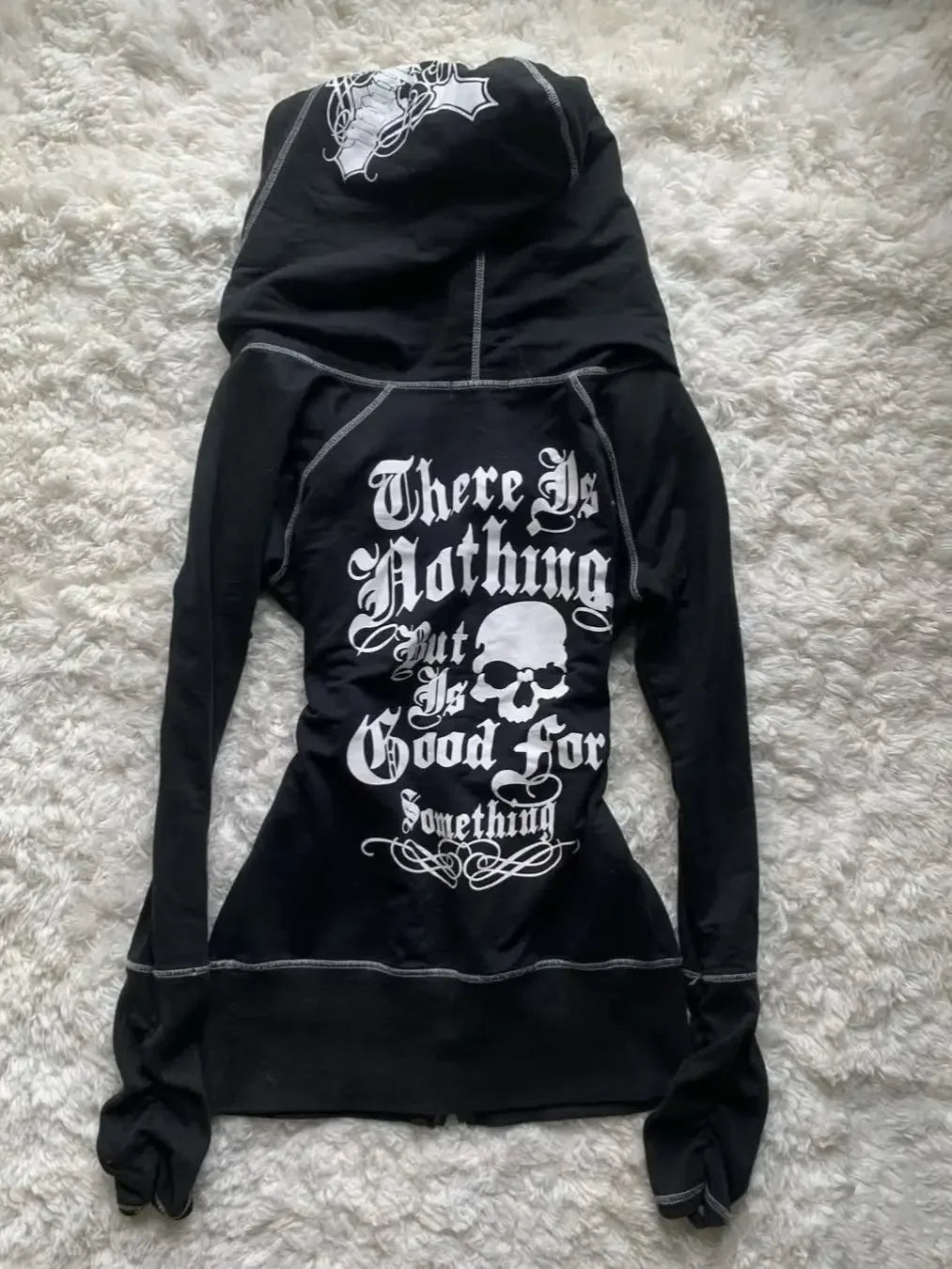 Y2k Harajuku Retro Leopard Black Sportswear Hip Hop Slim Fit Spicy Girl Retro Multi Functional Hoodie Gothic Punk Zipper Hoodie