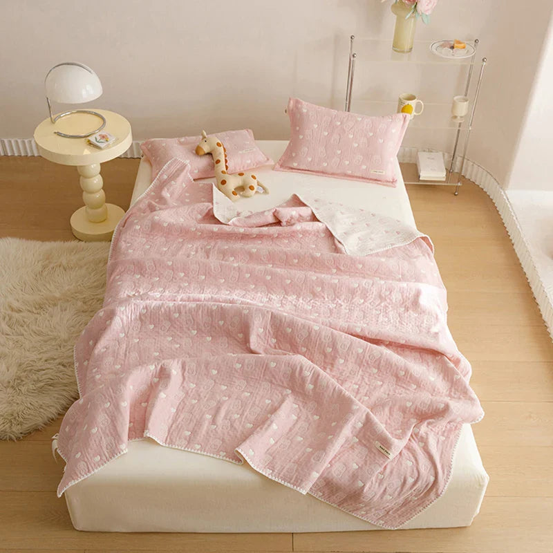 Pure Cotton Three-layer Yarn Fabric Children Blanket Soft Skin Friendly Quilt Air Conditioner Comforter Adult Kid