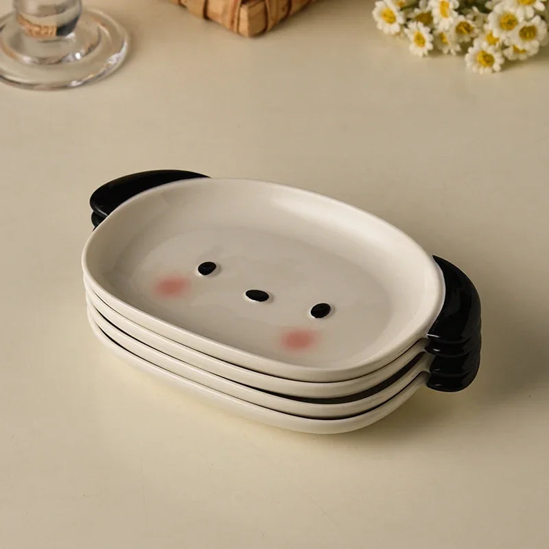 1pc/2pcs Ceramic bread plate, small dog shaped plate, cute mini fruit plate, dessert plate
