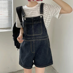 Blue Denim Shorts Loose Wide Leg Shorts Korean Jumpsuit Shorts