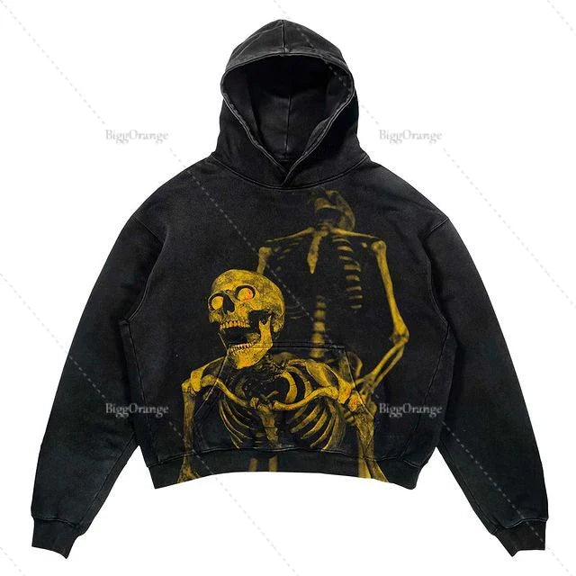 Punk Wind Ninja Printed Long-sleeved Hoodies Couples Hip-hop Street Y2k Street Loose Oversized Hoodies Harajuku Goth Top