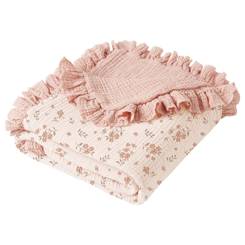 Ruffle Baby Blanket Cotton Swaddle Newborn Wrap Flower Muslin Receive Blankets Stroller Cover
