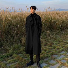 Trench coat Brand Trench Korean Overcoat Male Long Windbreaker Streetwear Coat Outer Wear Clothing