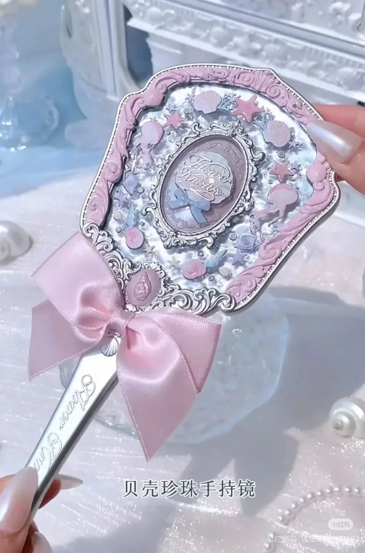 Flower Knows Butterfly Cloud Shoulder Holding Mirror Holding National Style Classical Princess Mirror
