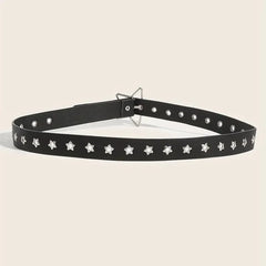 Y2K Punk Star Eyelet Black Rivet Belt Goth Pu Leather Belts